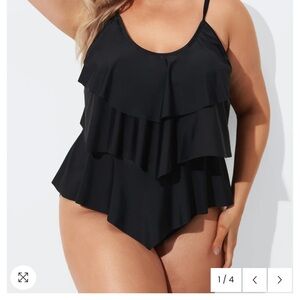 Chic Soul Black Layered Swimsuit